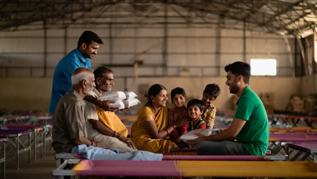 Poor families receiving respectful assistance through Udta Bharat support initiative in rural India